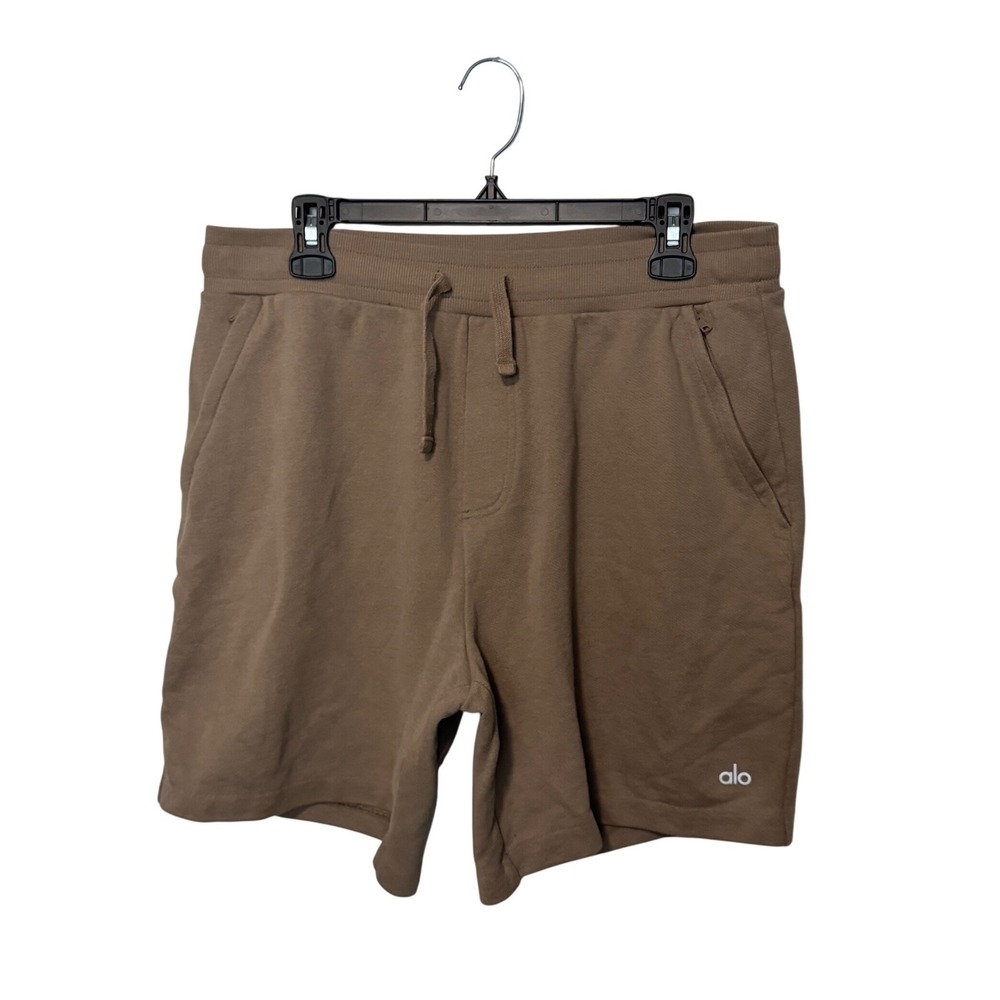 Alo Yoga Chill Shorts Mens Medium Brown Drawstring Sweat Lounge Fleece Workout